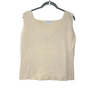 Vintage‎ 90s Y2K Esperanto Ribbed Sweater Sleeveless Top Square Neck Cream S